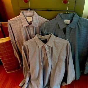 THREE dress shirts. 17x35 & XL. Great condition. Even better price. Dry cleaned